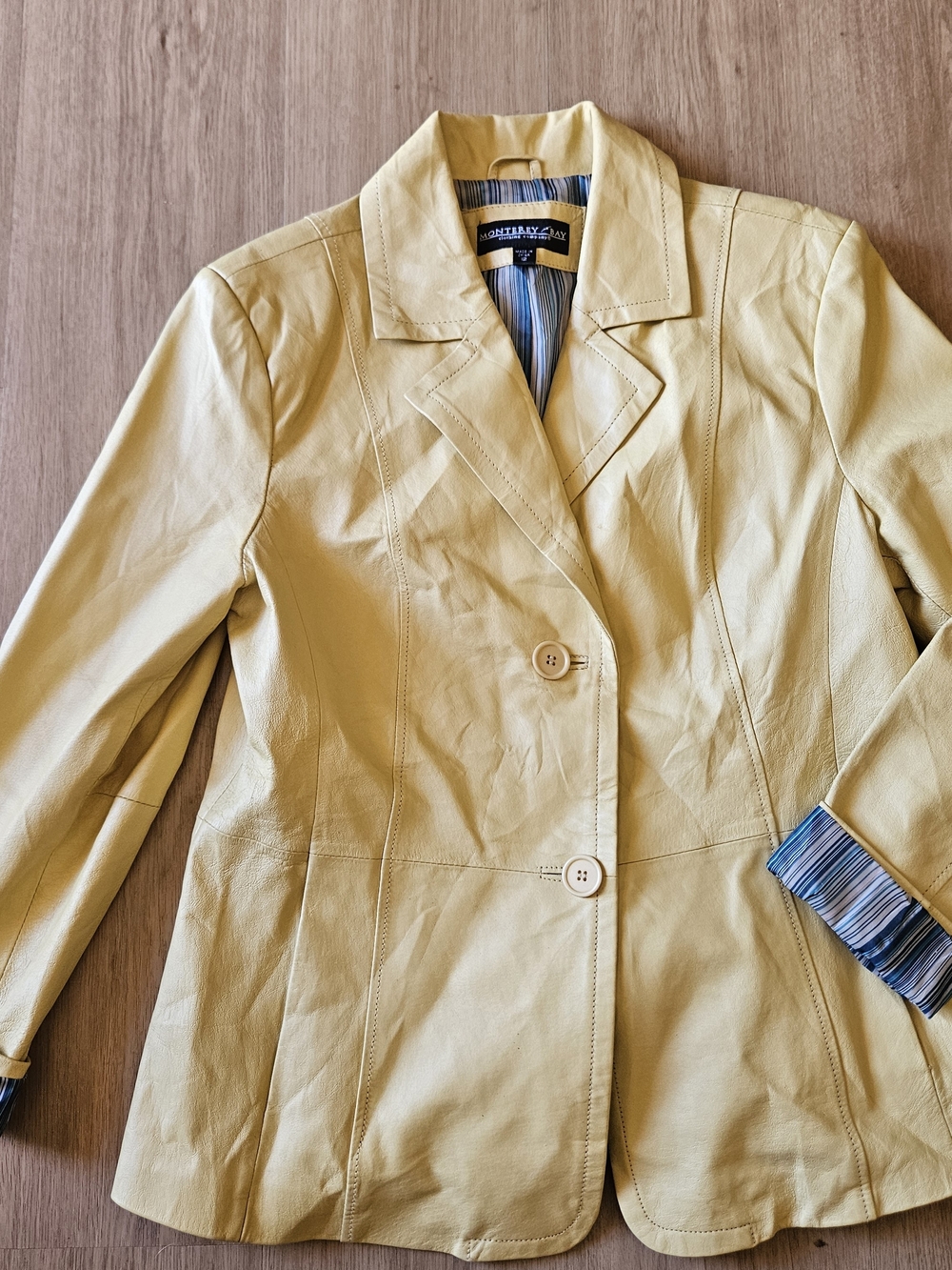 Monterey Bay Yellow Leather Blazer Jacket VINTAGE Y2K 12